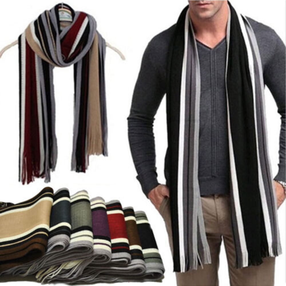 Muffler Men Wool - Cachemire hommes rayé écharpe mode épais